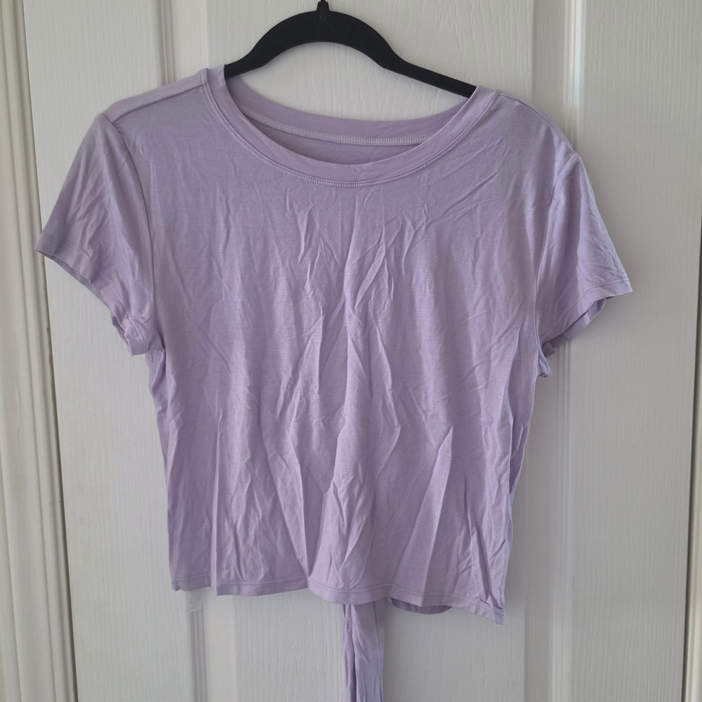 Blogilates Reversible Bow Back Tee Lavender Purple Workout Top XL NWT
